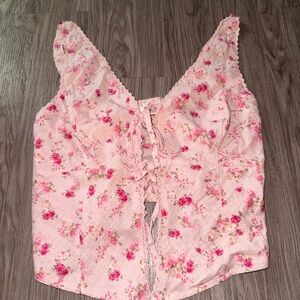 Pink Rose Light Pink Floral Lace-Trim Tank
